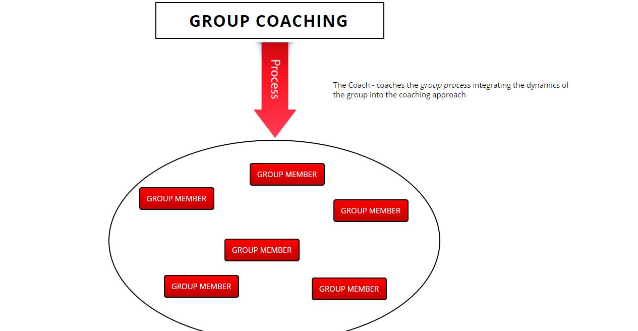 A diagram of the process for group coaching.
